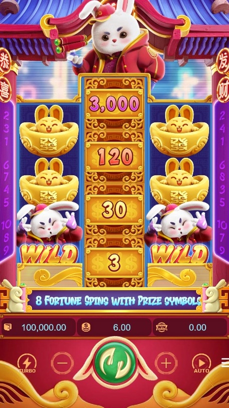 Exemplo visual de grande prêmio na Fortune Rabbit slot