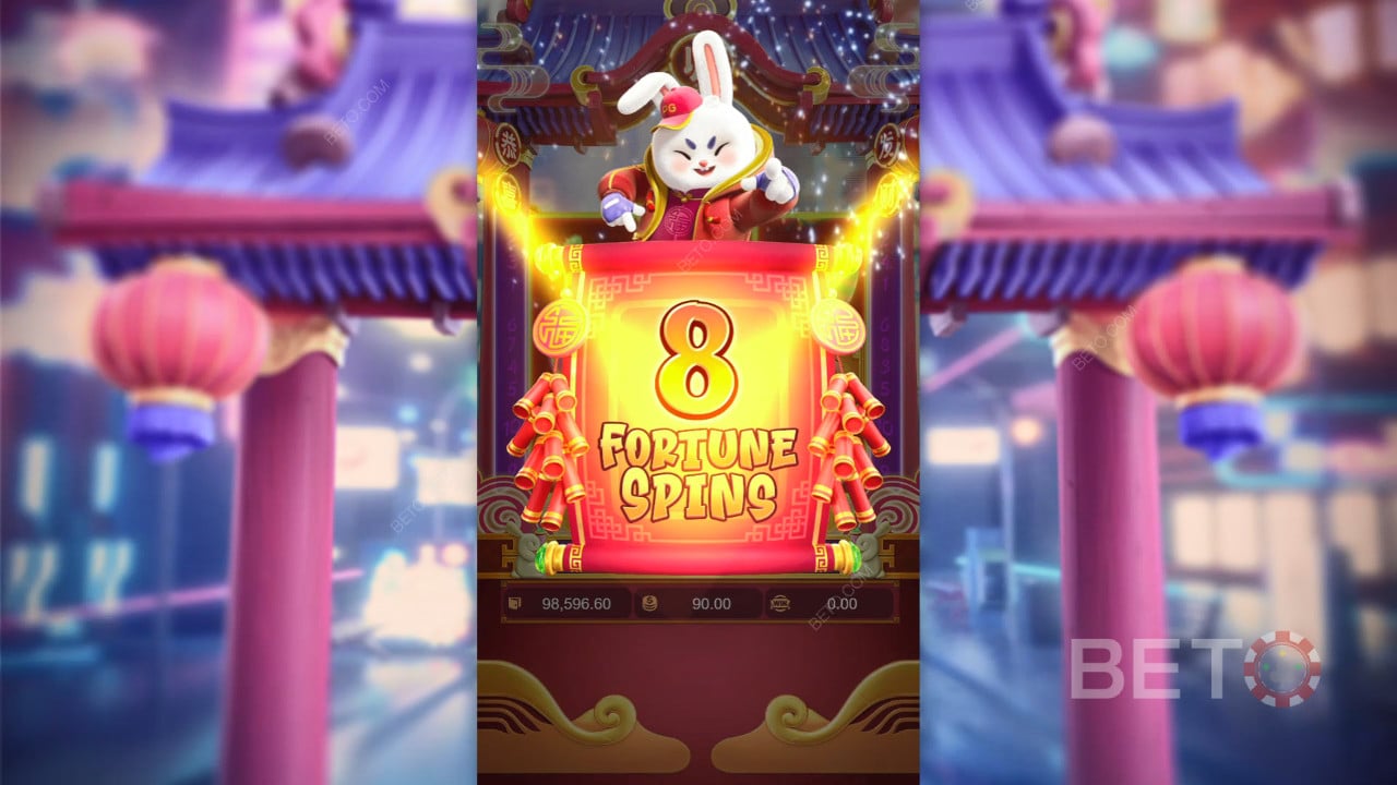 Exemplo da grade 3-4-3 do Fortune Rabbit durante uma rodada